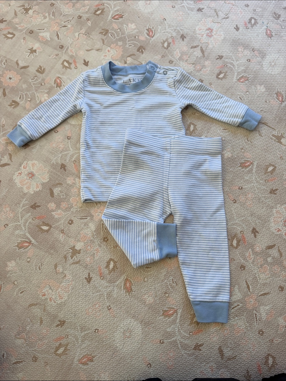 Lake Pajamas 6-9M  Light Blue Striped Pajama Set